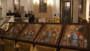 Главные иконы морских пехотинцев России освятили в Свято-Троицкой Александро-Невской Лавре